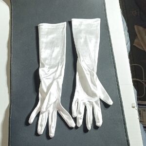 Elegant White Satin Gloves